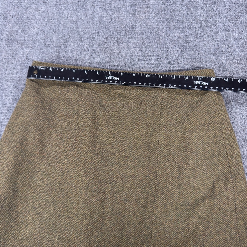 Banana Republic Olive Herringbone Wool Blend Mini Skirt Front Slit Size 6 NWT - Picture 3 of 7